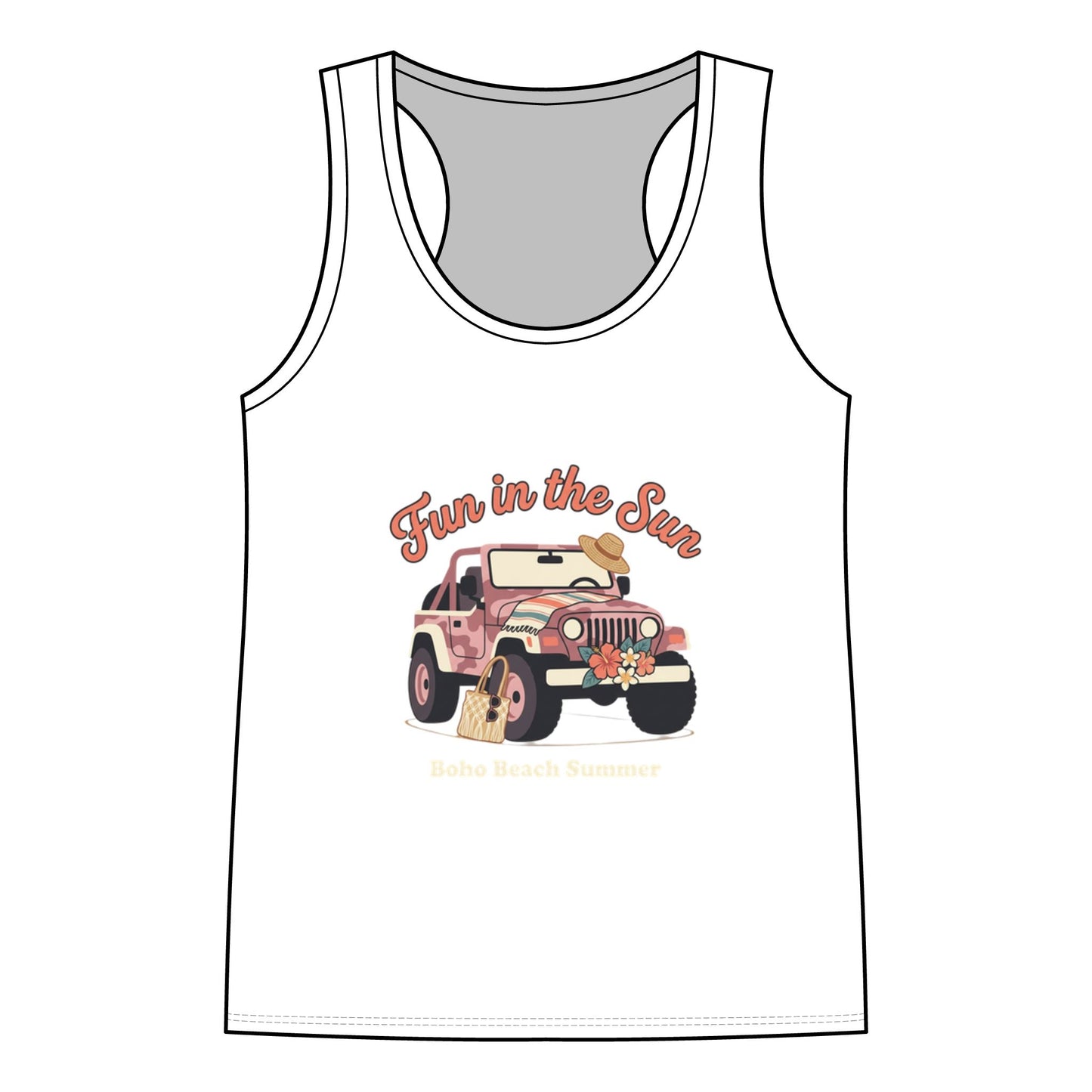 Fun in the Sun Jeep Tank Top — Women's Summer Beach Racerback
