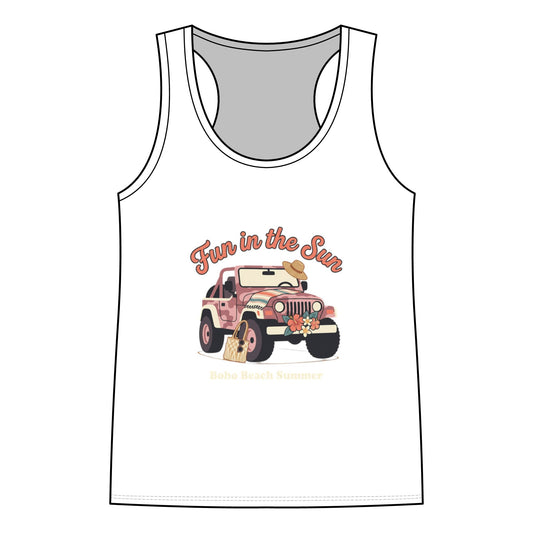Fun in the Sun Jeep Tank Top — Women's Summer Beach Racerback