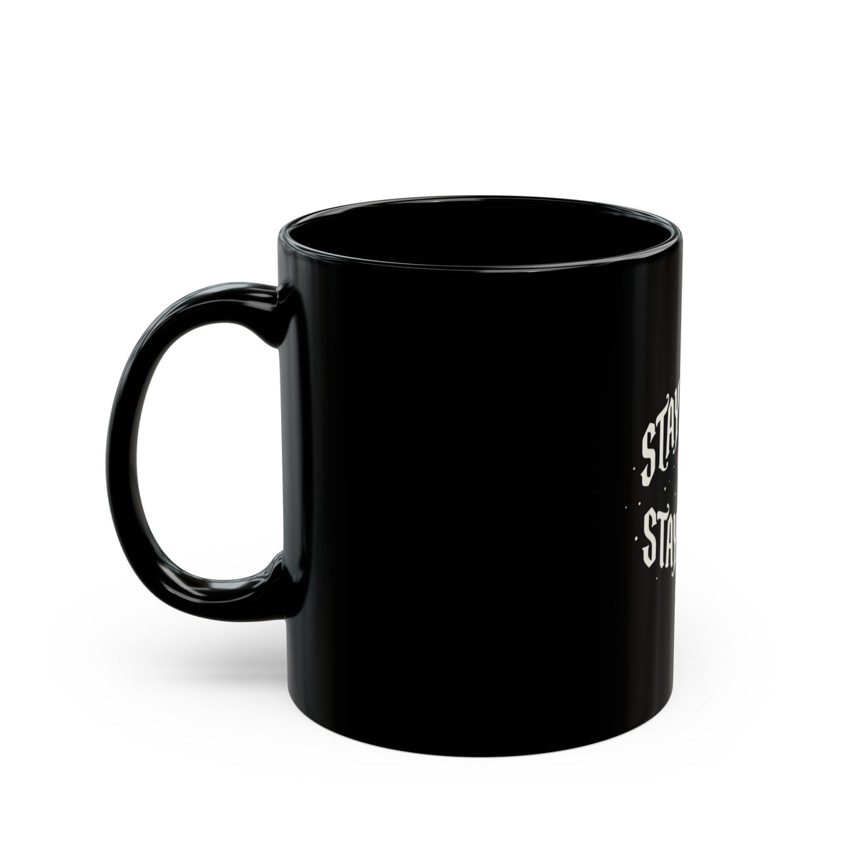 Stay Spooky Stay Aware Black Mug – Halloween Heart Coffee Cup