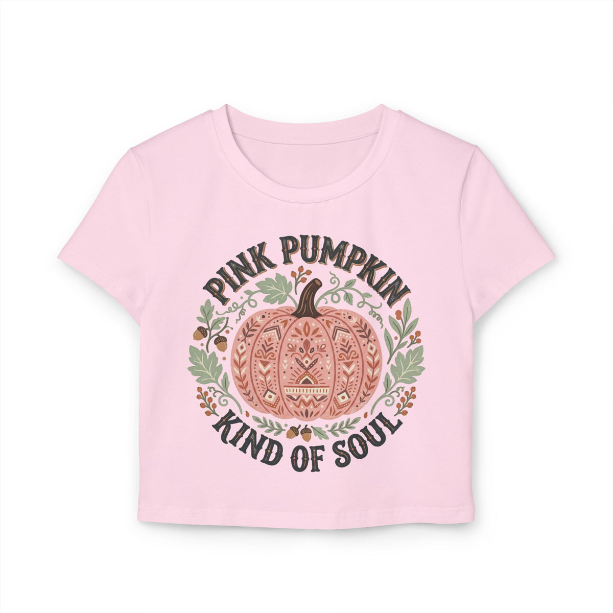 Pink Pumpkin Crop Tee — "Pink Pumpkin Kind of Soul" Autumn Graphic