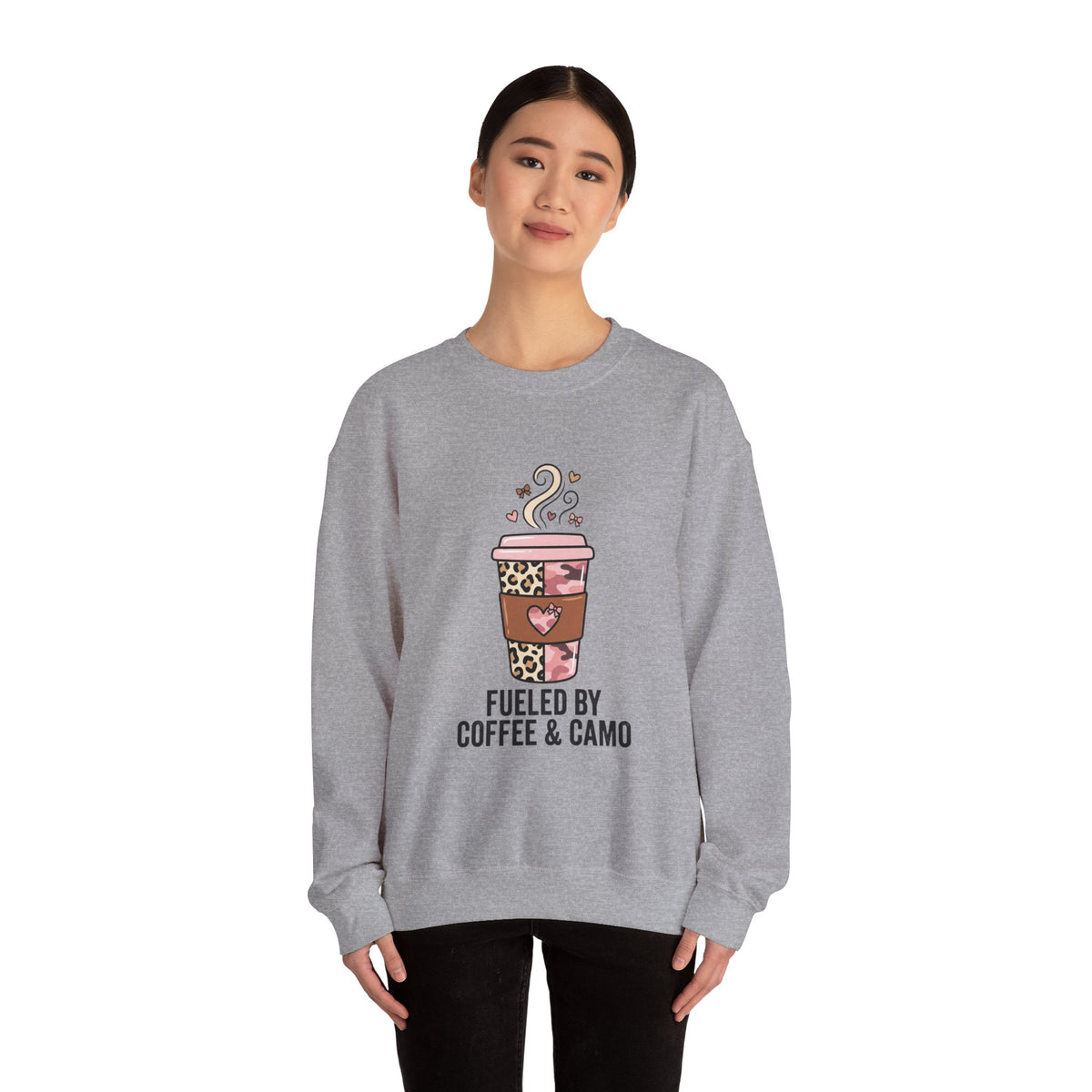 Coffee Lover Sweatshirt — Pink Leopard Coffee Cup Graphic Crewneck