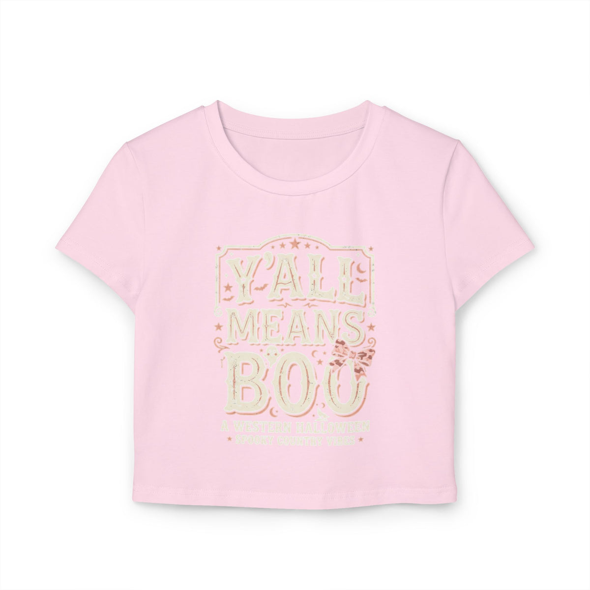Halloween "Fall Means Boo" Women's Crop Tee — Cute Spooky Fall Graphic Shirt