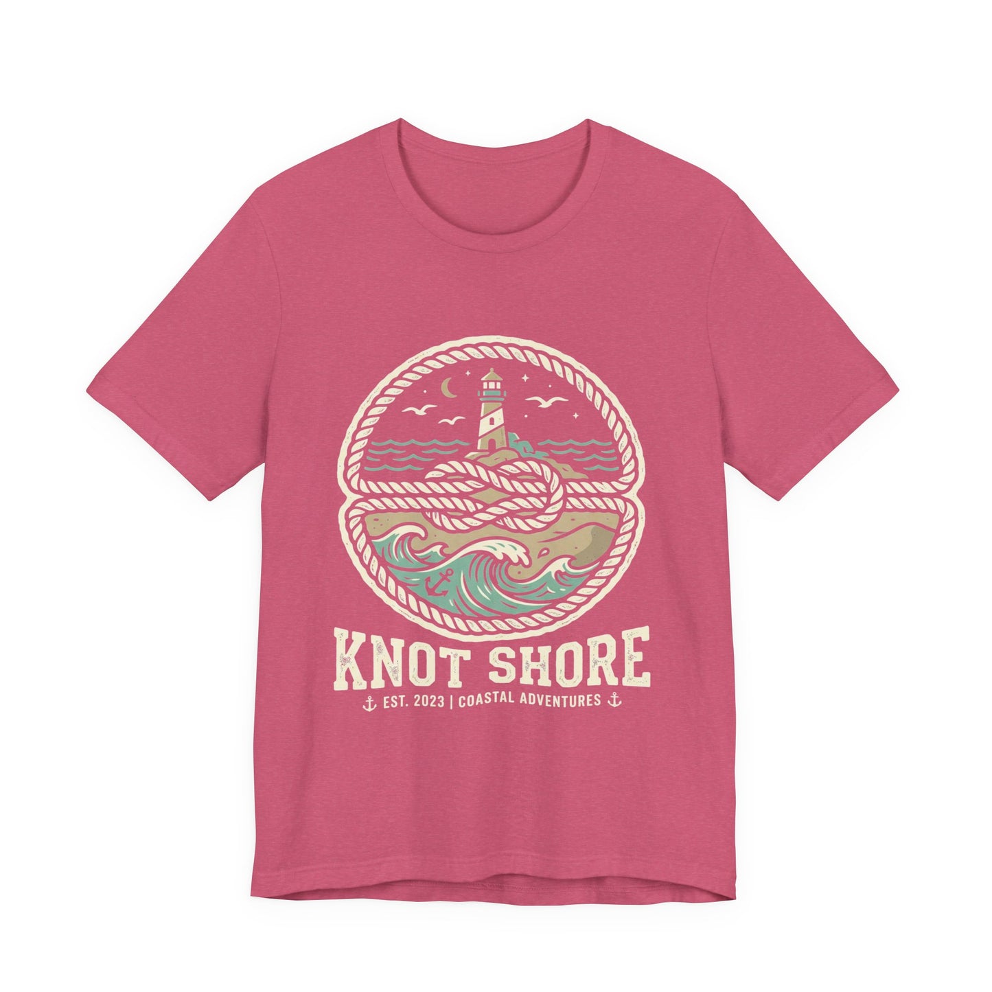 Knot Shore lighthouse rope waves T-Shirt | Coastal graphic tee