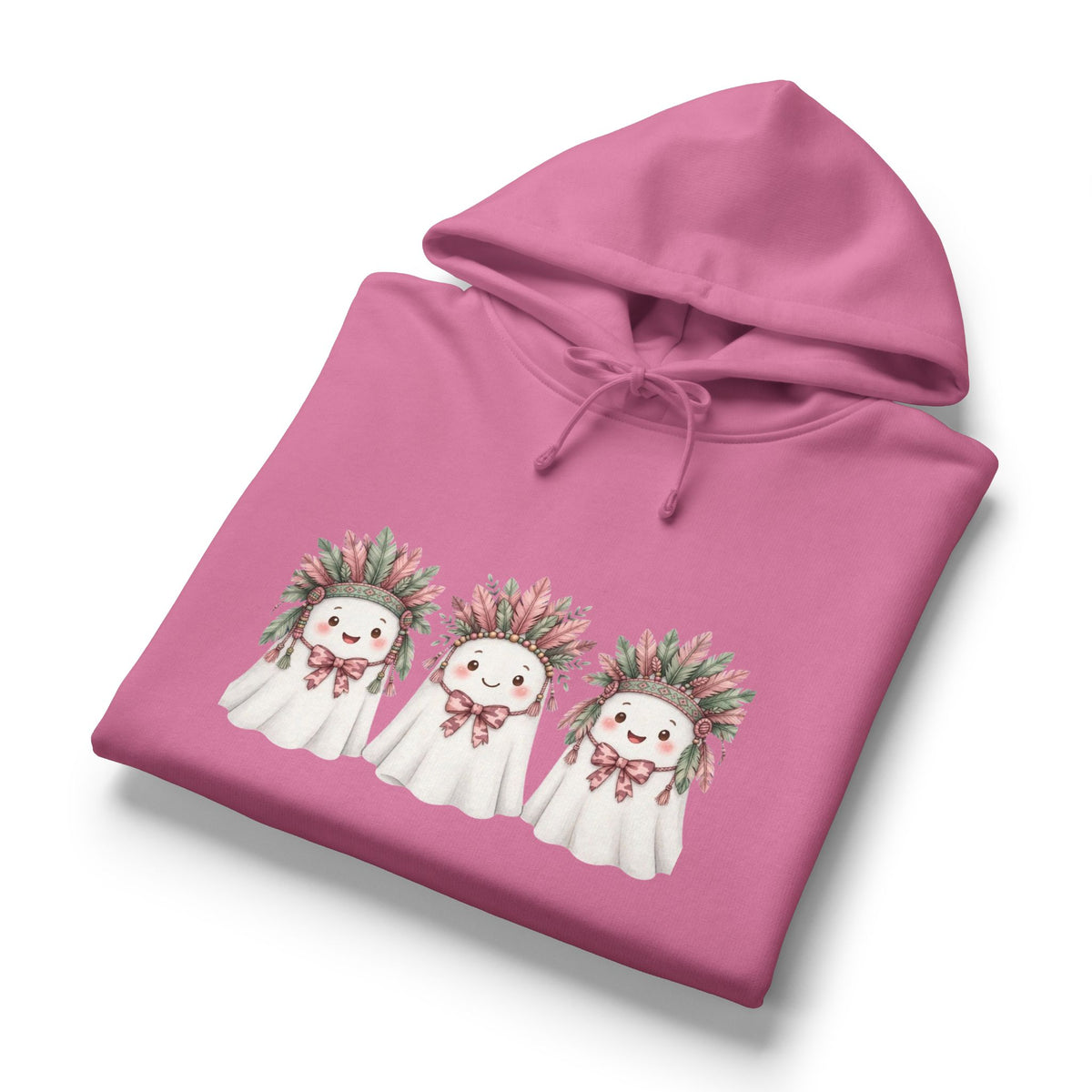 Ghost Kitties Hoodie — Floral Headdress Cute Halloween Pullover