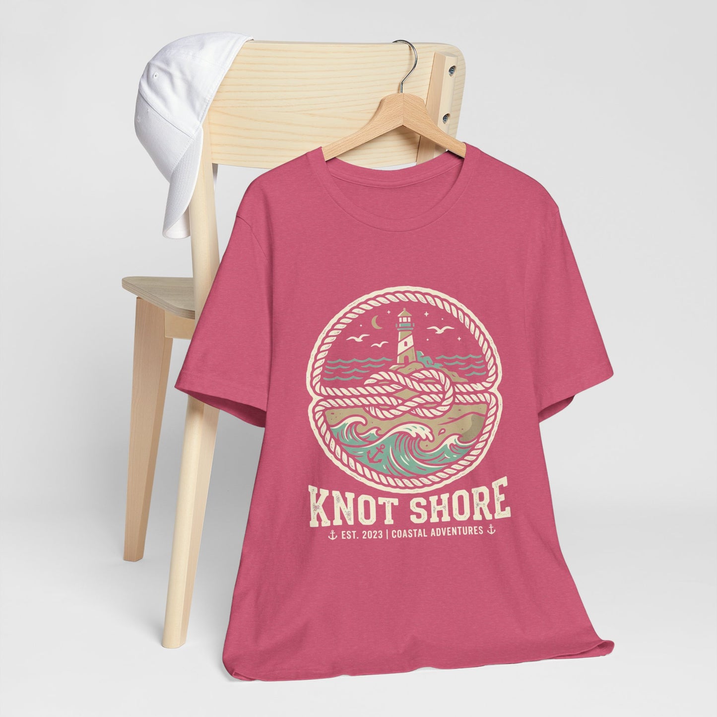 Knot Shore lighthouse rope waves T-Shirt | Coastal graphic tee