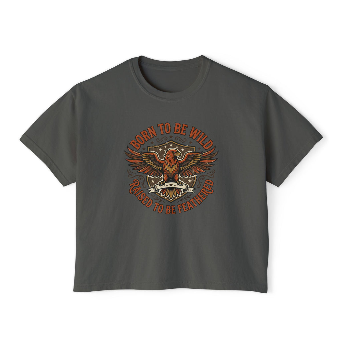 Born to Be Wild Eagle Graphic Tee — Women's Boxy Cropped T-Shirt