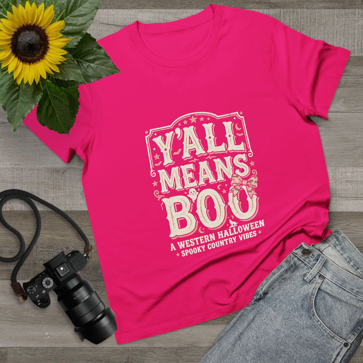 Women’s Tee - "Y'all Means Boo" Western Halloween Graphic Tee