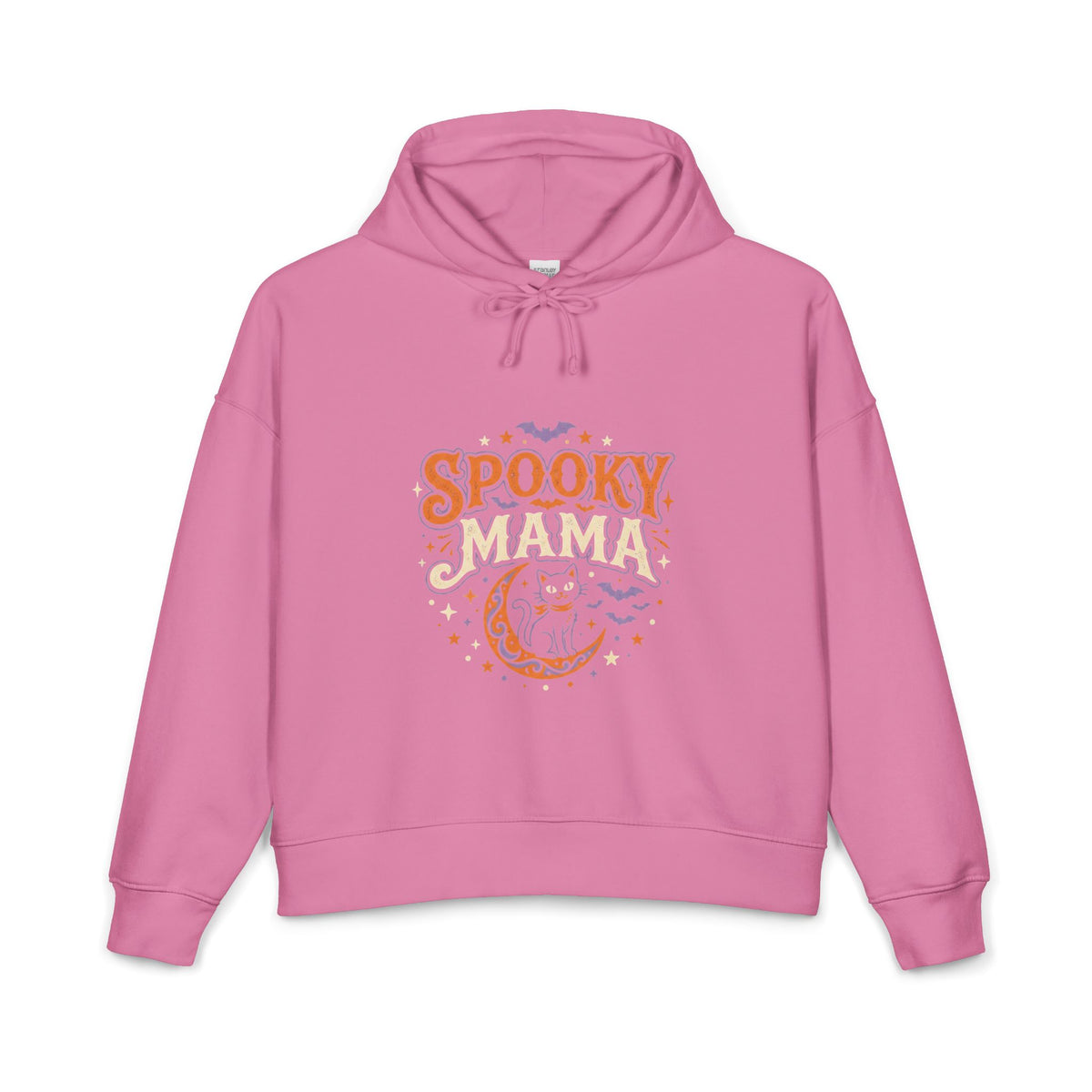 Spooky Mama Hoodie — Halloween Moon & Cat Graphic