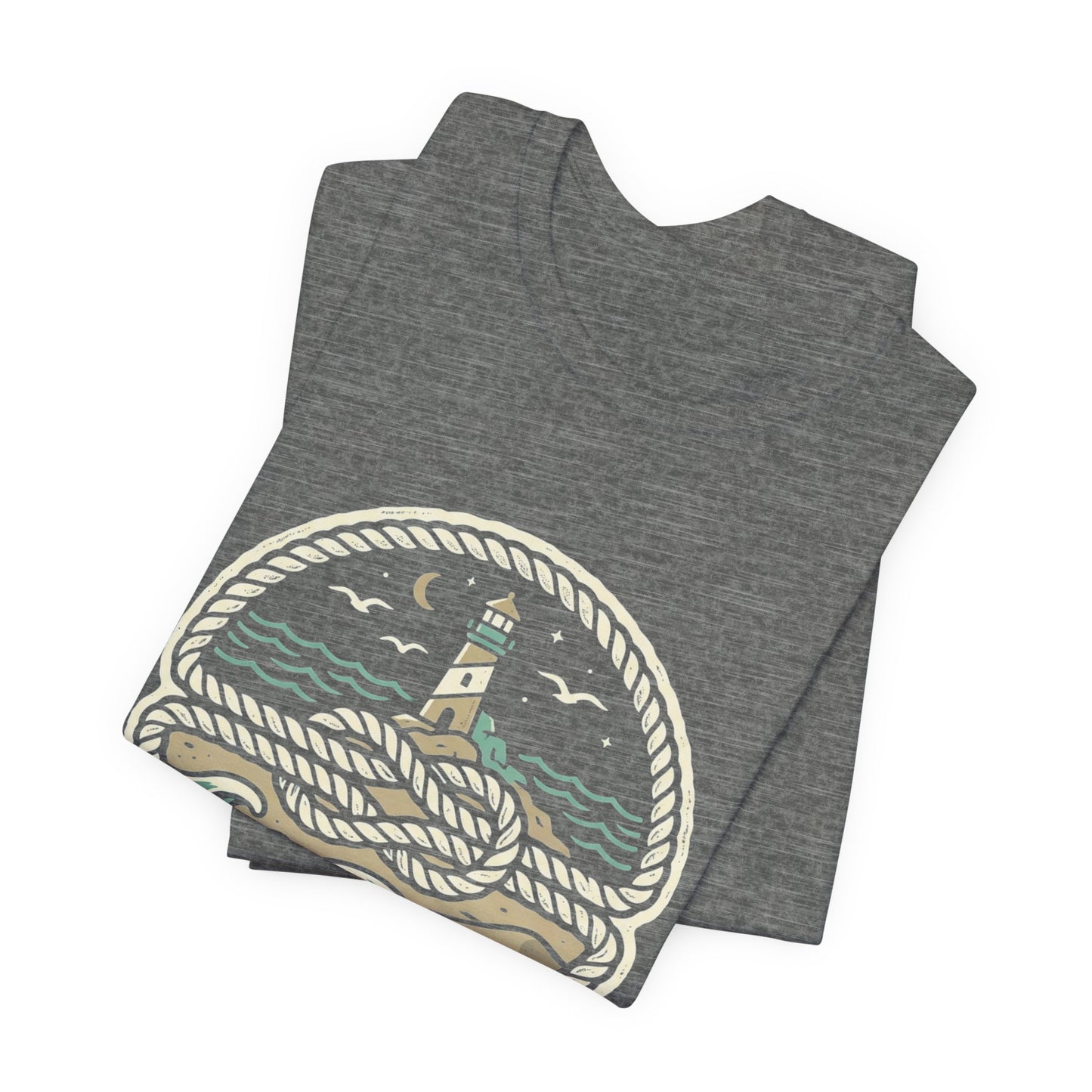 Knot Shore lighthouse rope waves T-Shirt | Coastal graphic tee