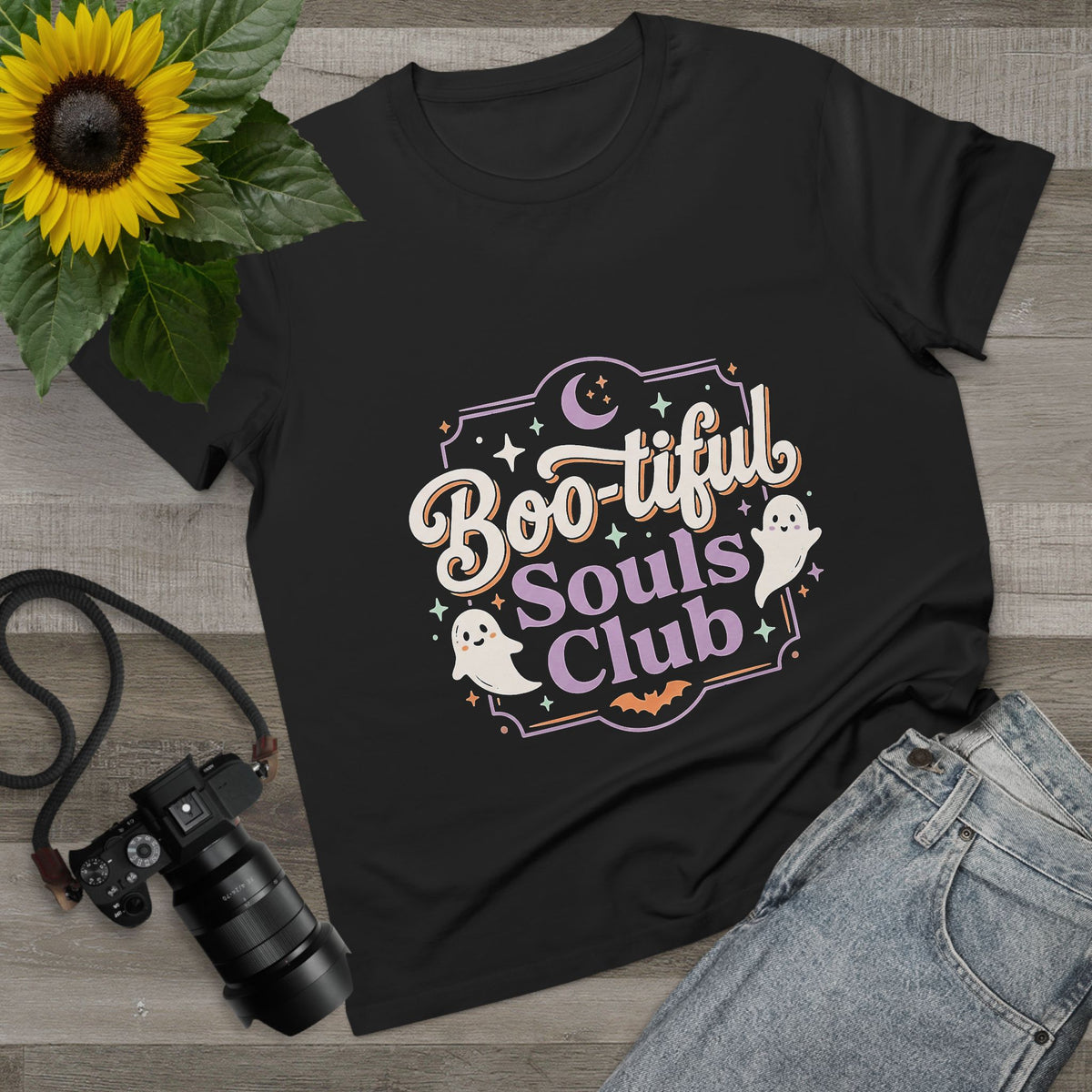 Boo-tiful Souls Club Tee — Women’s Halloween Ghost Graphic T-Shirt