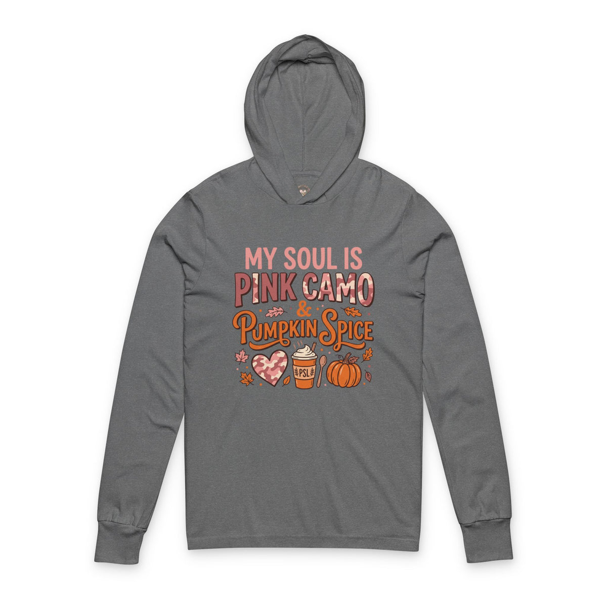 Pumpkin Spice & Pink Camo Hoodie Tee — "My Soul Is Pink Camo & Pumpkin Spice" Fall Shirt