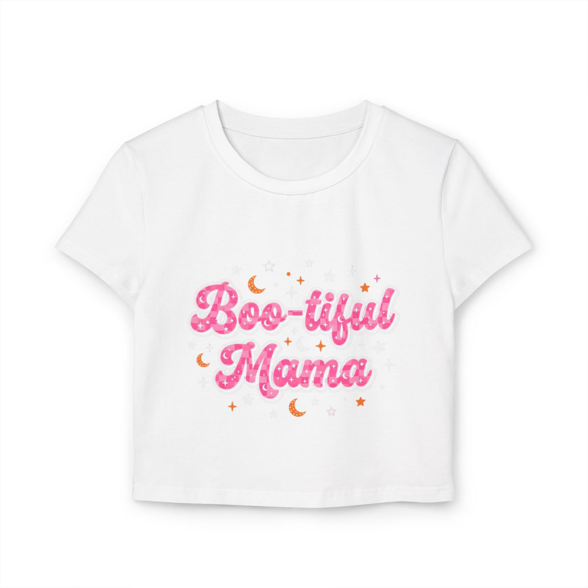 Boo-tiful Mama Baby Tee — Cute Pink Halloween Mama Crop Top