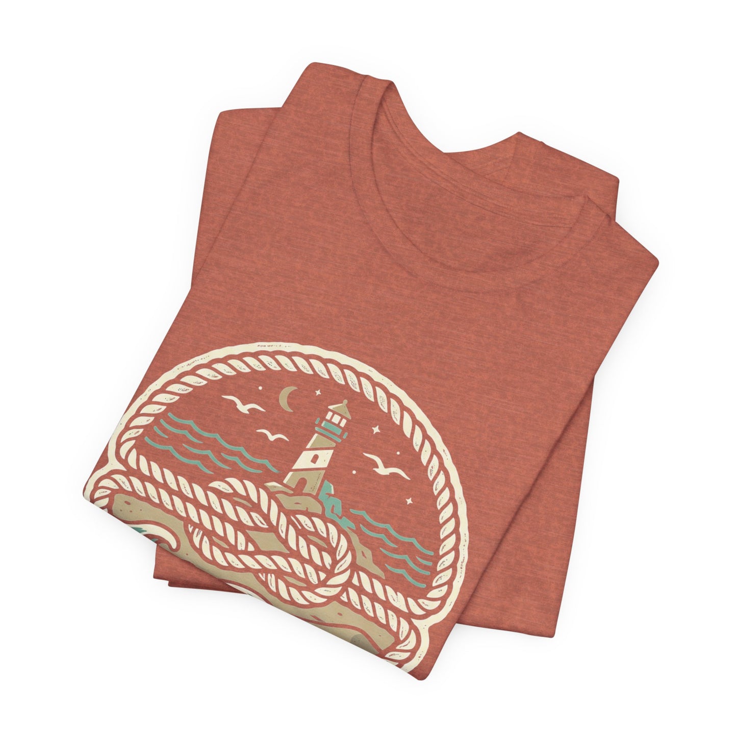 Knot Shore lighthouse rope waves T-Shirt | Coastal graphic tee