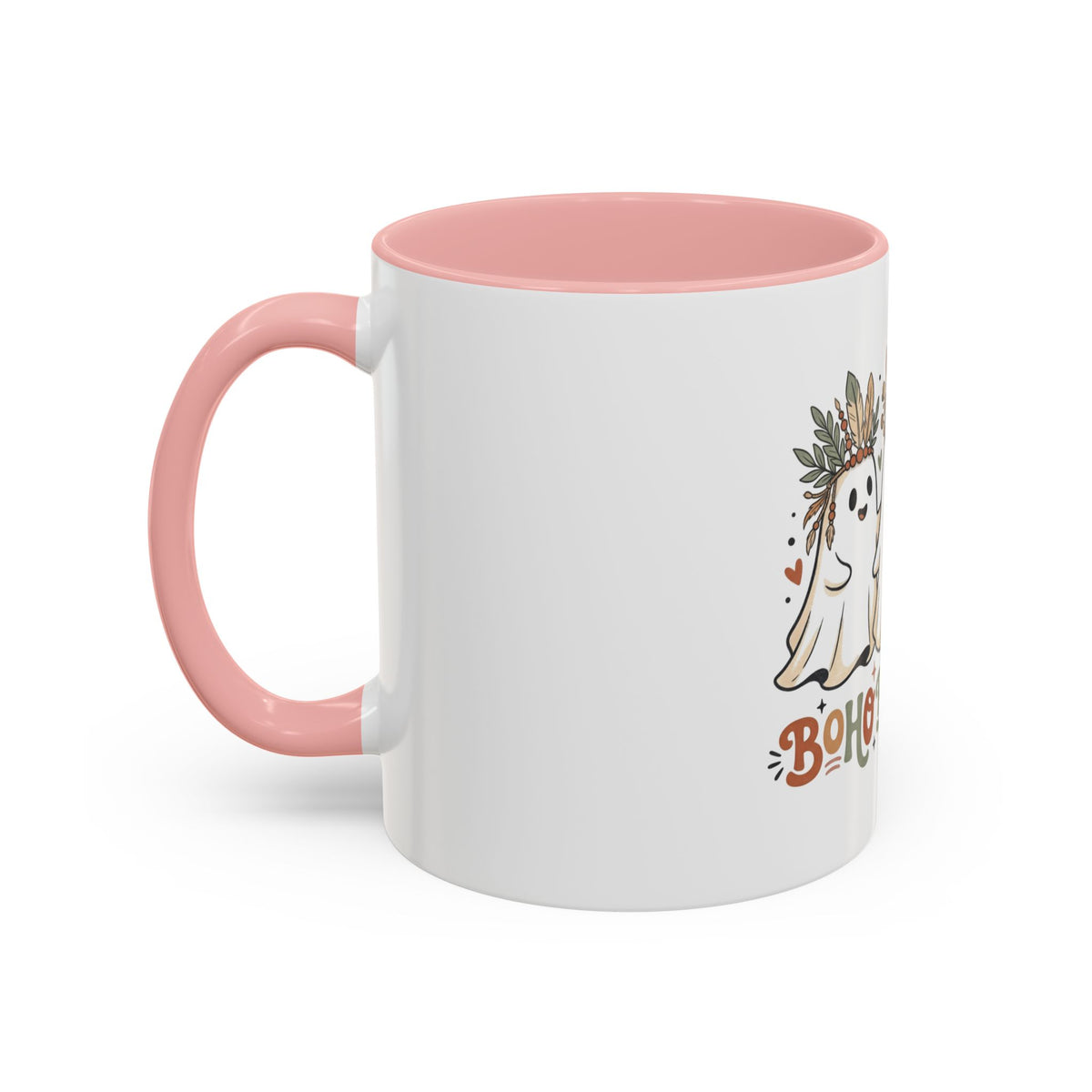 Boho Boo Crew Coffee Mug — Cute Halloween Ghosts with Feather Crowns (11/15oz)