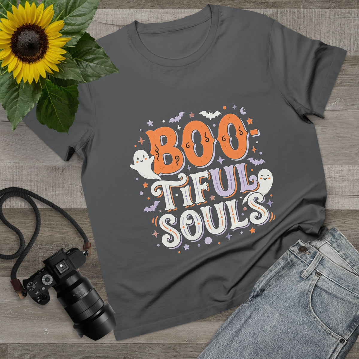 Boo-tiful Souls T-Shirt | Halloween ghost lettering, bats