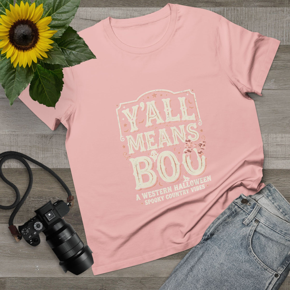 Women’s Tee - "Y'all Means Boo" Western Halloween Graphic Tee