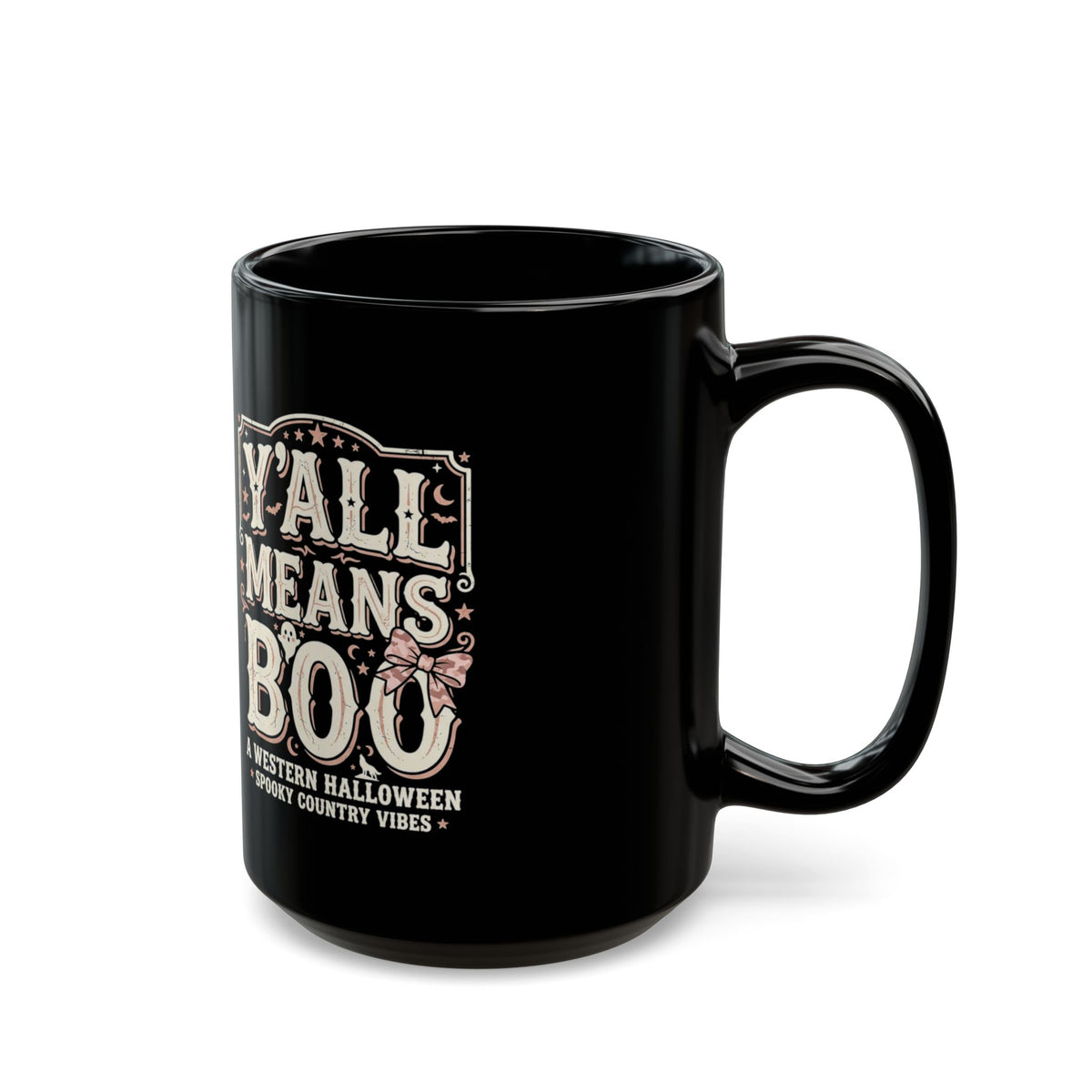 Y'all Means Boo Mug | Black Halloween Coffee Mug