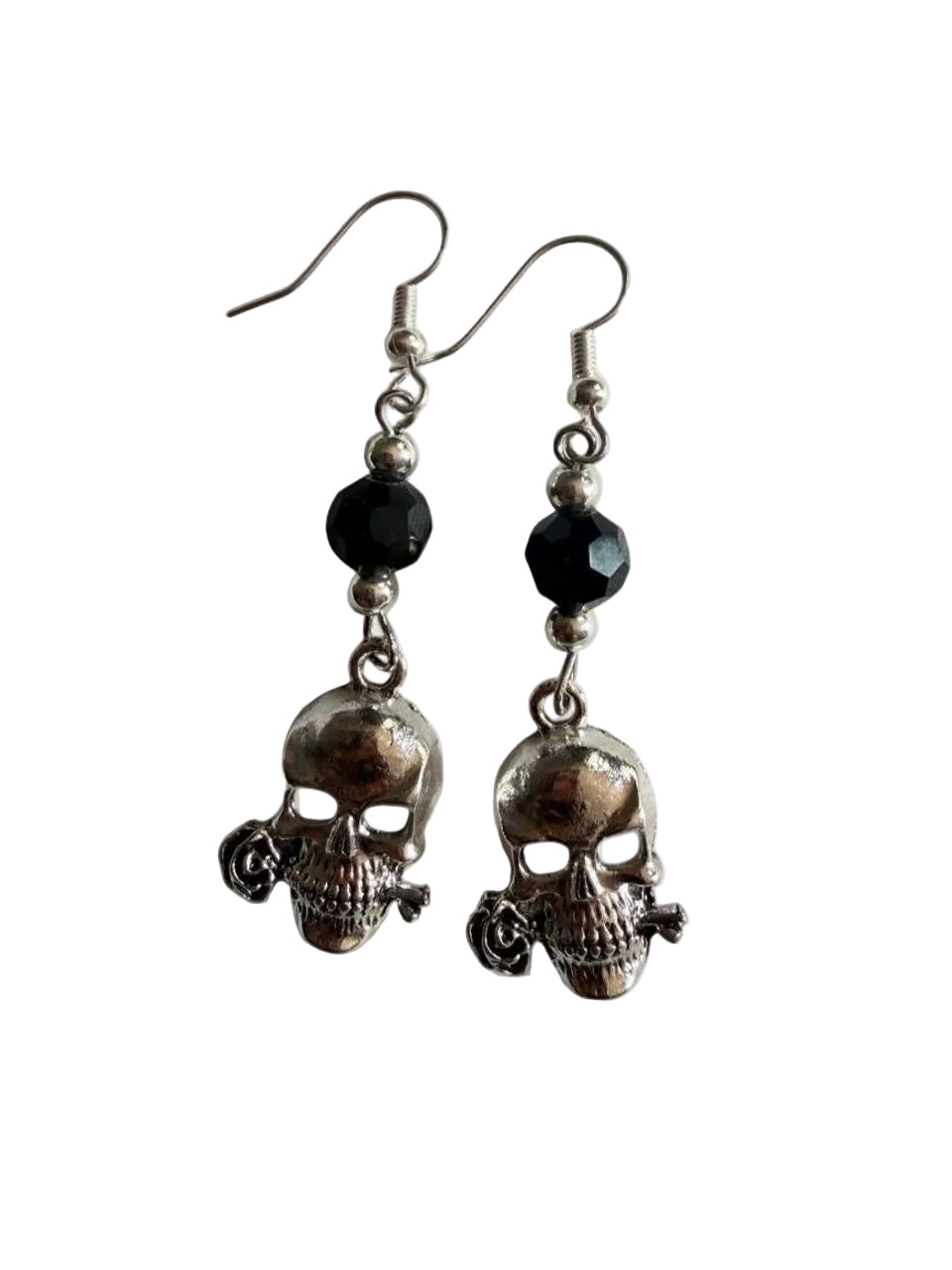 Rosebite Skull Dangle Earrings