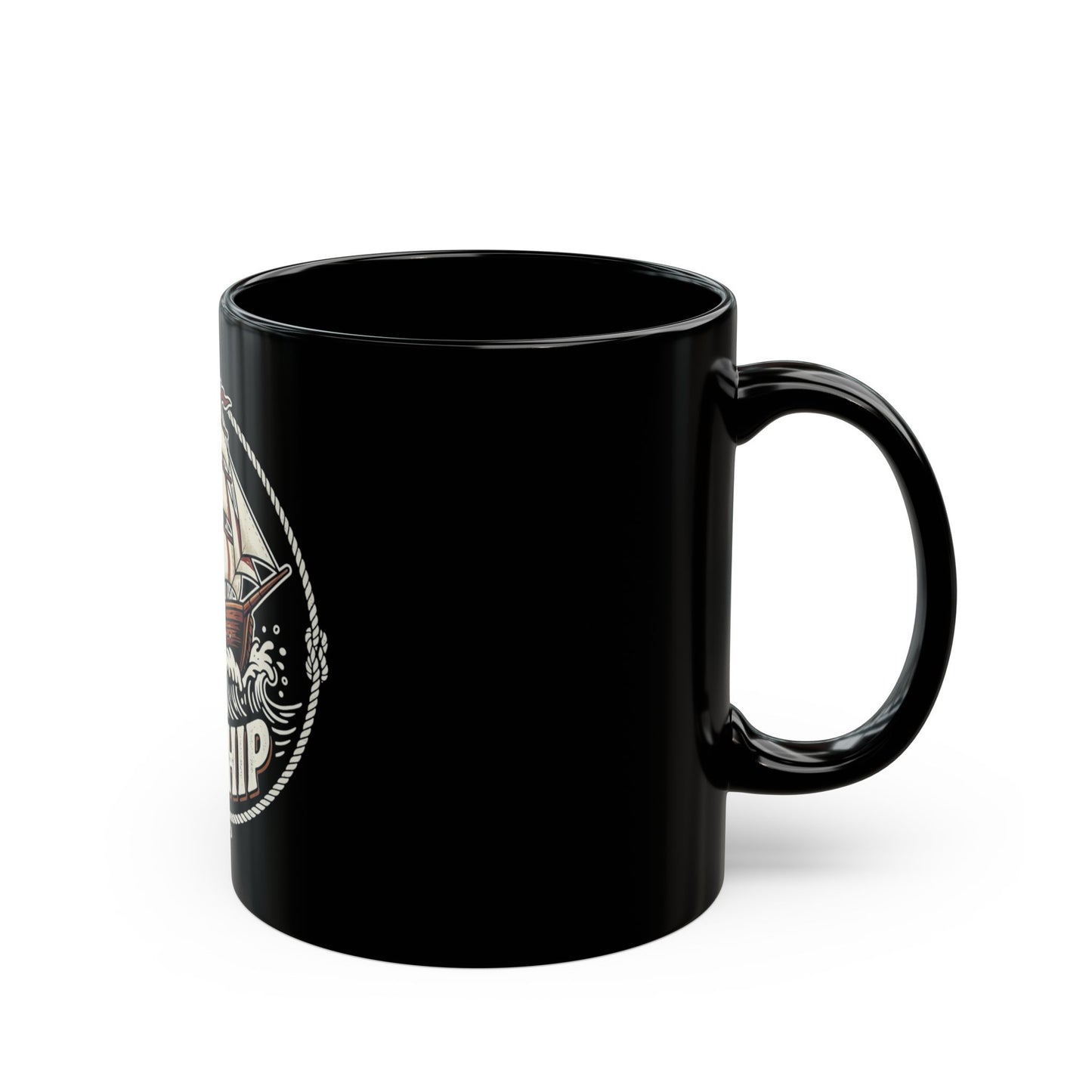 Oh Ship Mug — Nautical Sailing Coffee Cup (Black, 11oz/15oz)