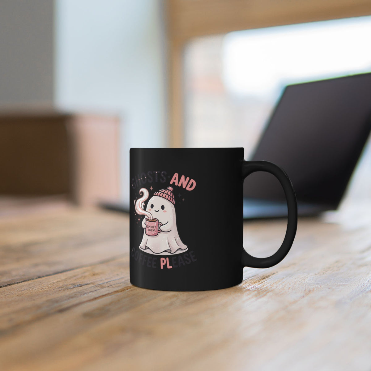 Coffee Ghost Mug — "Ghosts and Coffee Please" Cute Halloween Ceramic Mug