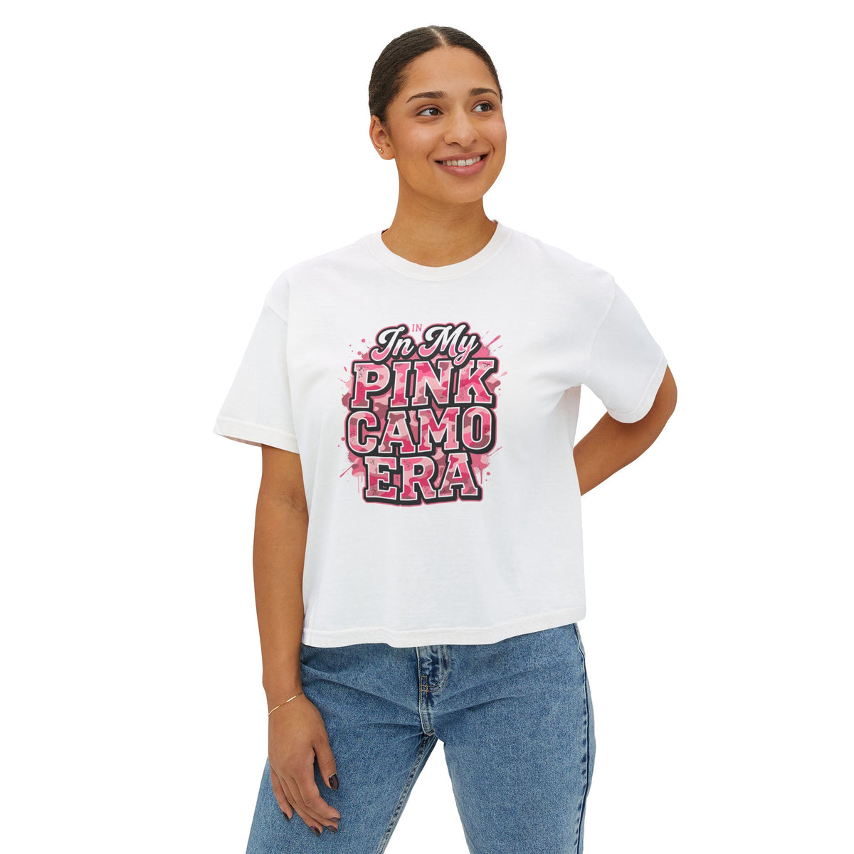 Pink Camo Tee — "In My Pink Camo Era" Women's Boxy Shirt