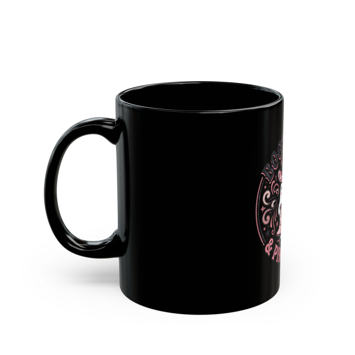 Roots Boots & Pink Camo ghost illustration Mug | Black ceramic mug
