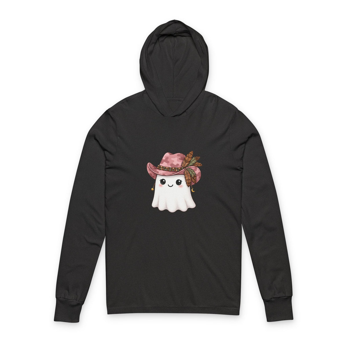 Cowgirl Ghost Hoodie Tee — Cute Halloween Hooded Long Sleeve Tee