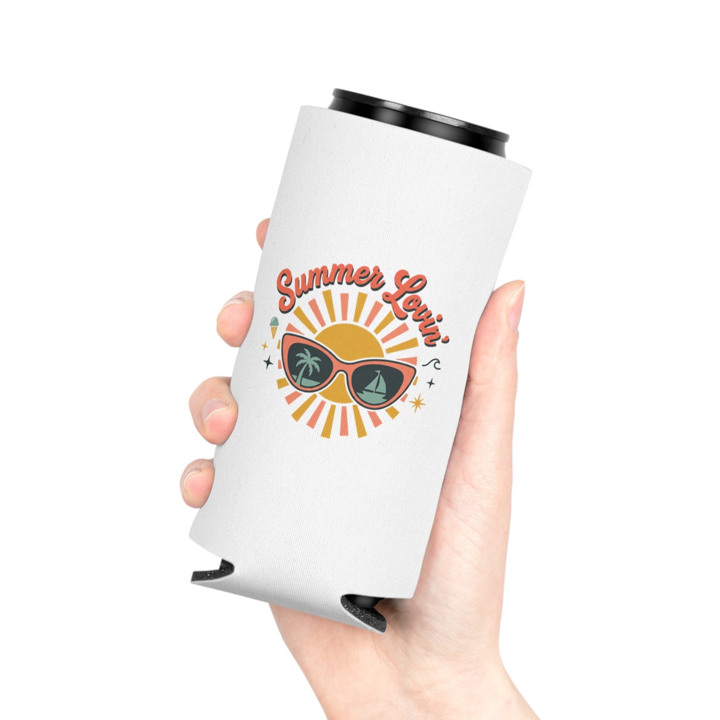 Can Cooler - "Summer Lovin'" Sunshine Sunglasses Drink Koozie