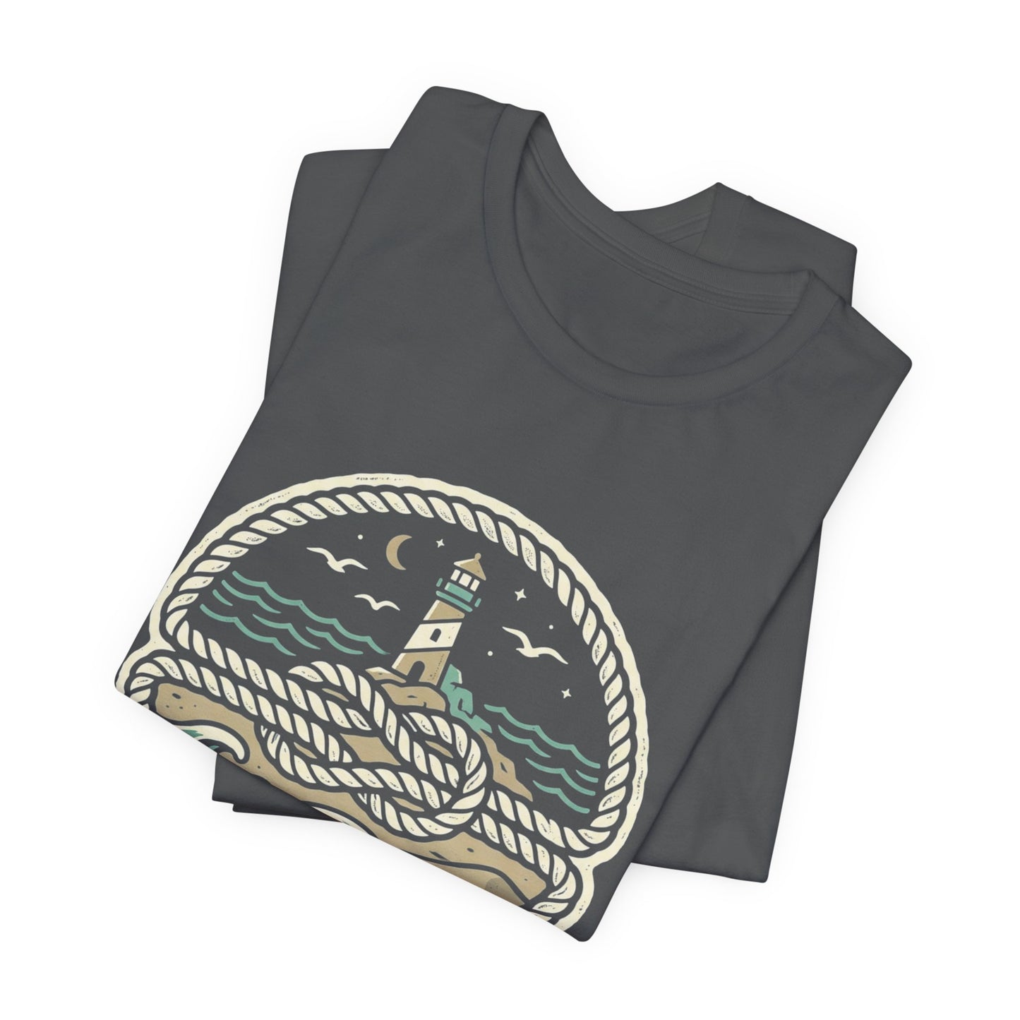 Knot Shore lighthouse rope waves T-Shirt | Coastal graphic tee