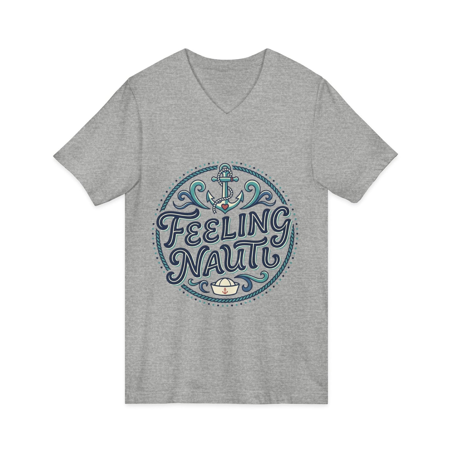 Feeling Nauti V‑Neck Tee — Nautical Anchor Shirt for Boat Lovers