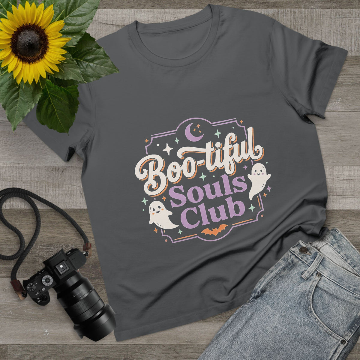 Boo-tiful Souls Club Tee — Women’s Halloween Ghost Graphic T-Shirt