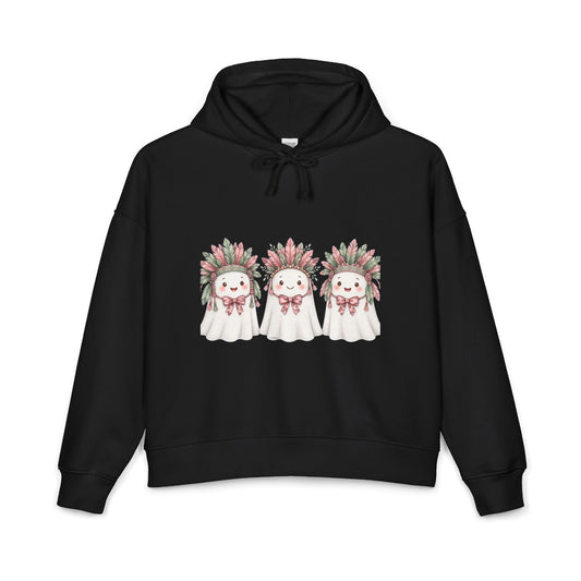 Ghost Kitties Hoodie — Floral Headdress Cute Halloween Pullover