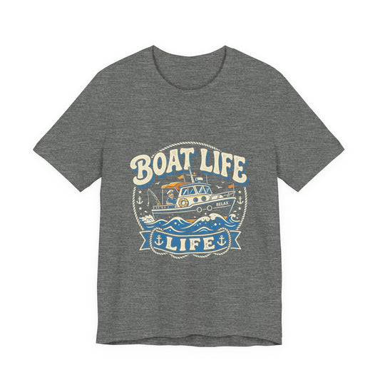 Boat Life T-Shirt — Vintage Nautical Crew Tee ("Boat Life")