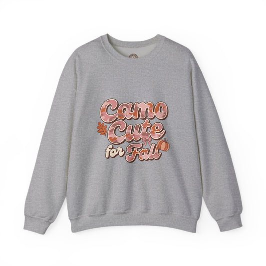 Fall 'Camo Cute for Fall' Crewneck Sweatshirt — Women's Autumn Graphic Pullover