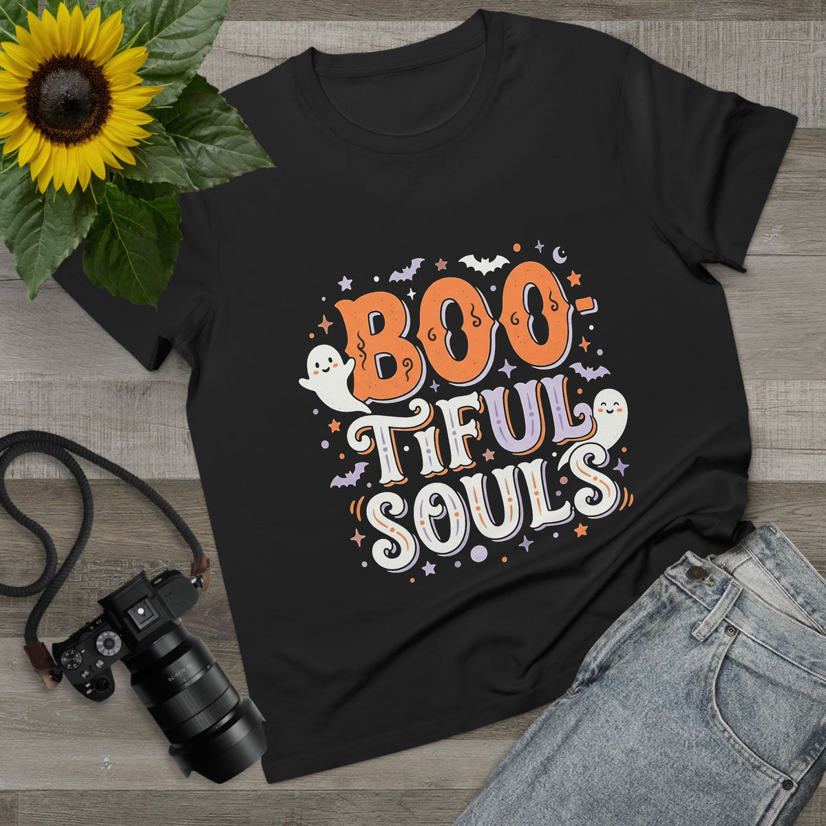 Boo-tiful Souls T-Shirt | Halloween ghost lettering, bats