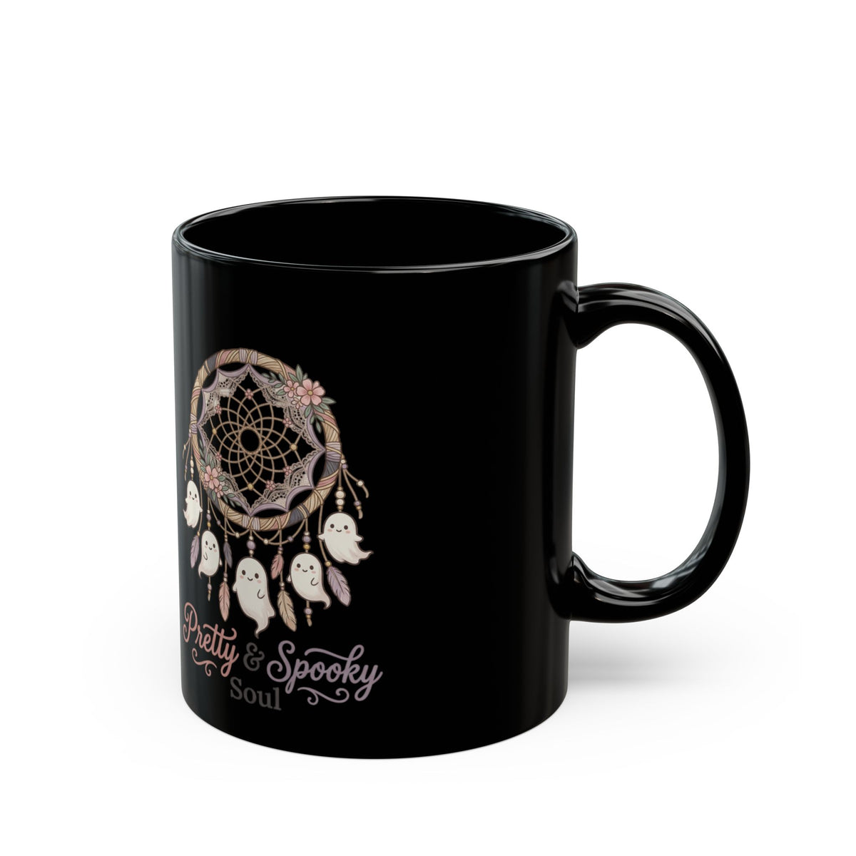 Pretty & Spooky Dreamcatcher Mug | Black Ceramic Coffee Cup