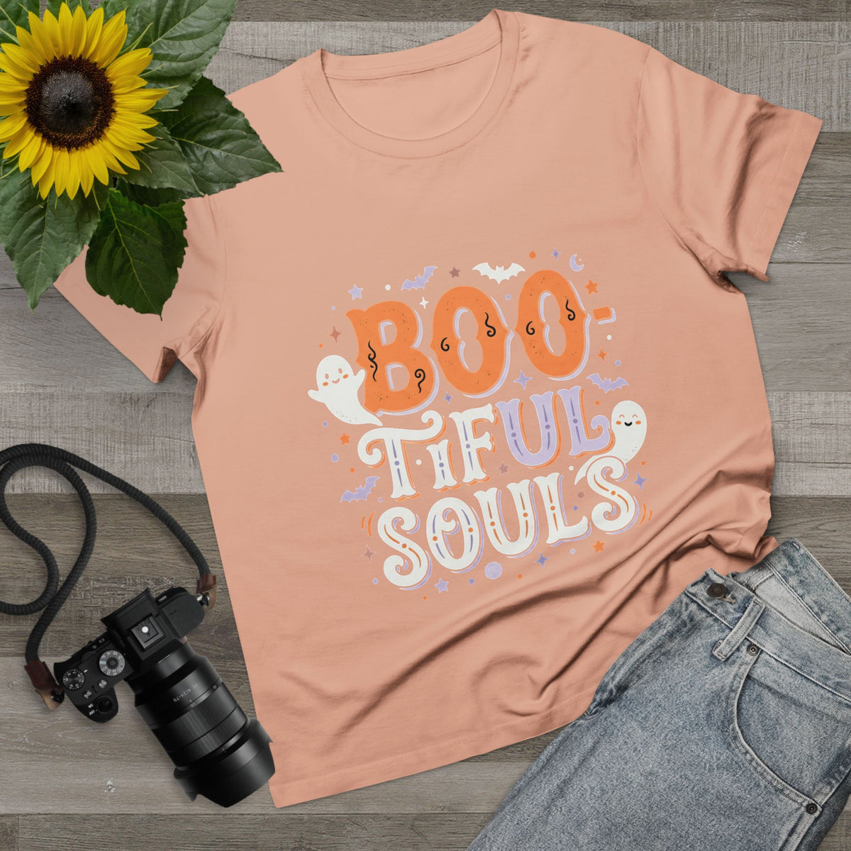 Boo-tiful Souls T-Shirt | Halloween ghost lettering, bats