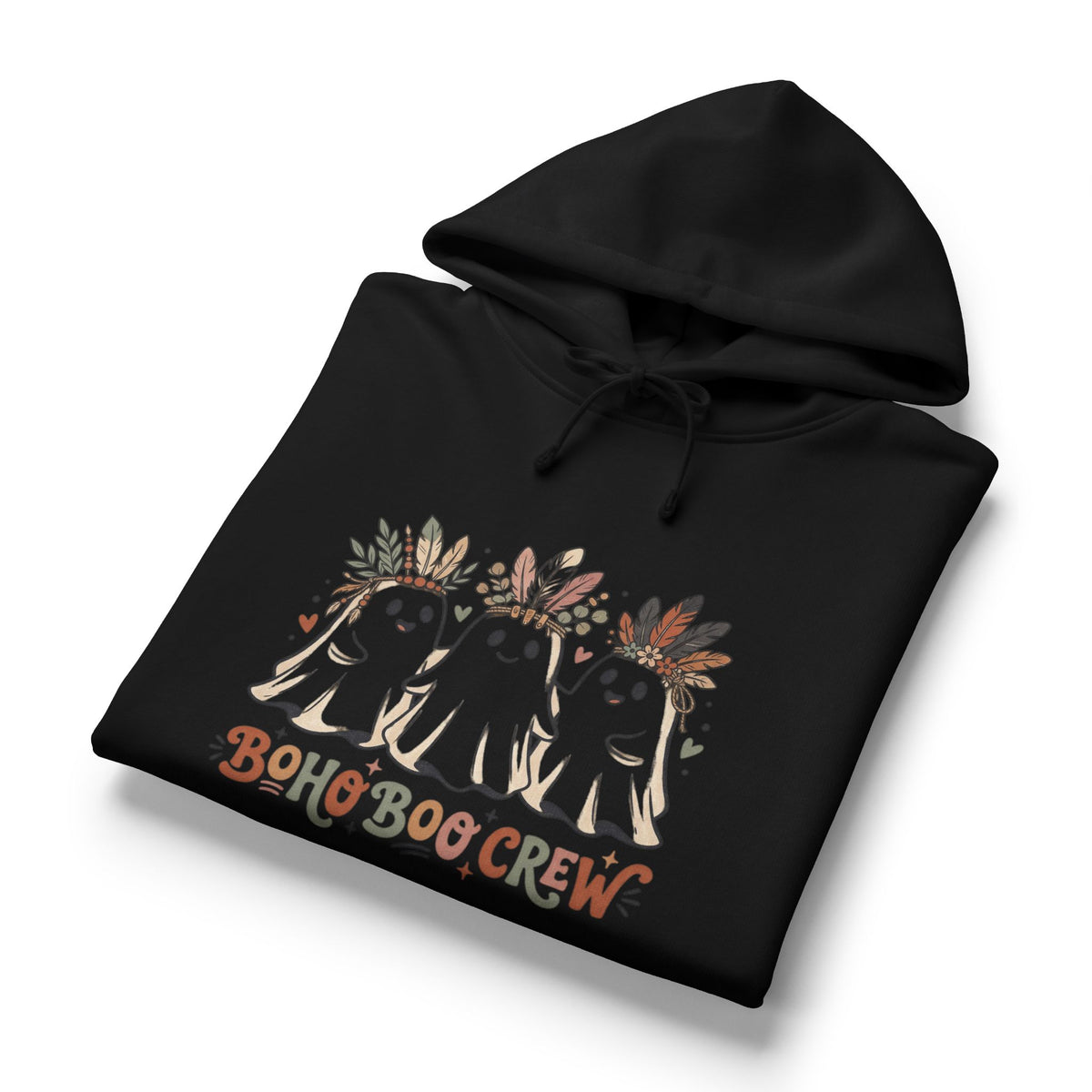 Boho Boo Crew Hoodie — Cute Ghosts with Floral Crowns, Halloween Bohemian Sweatshirt