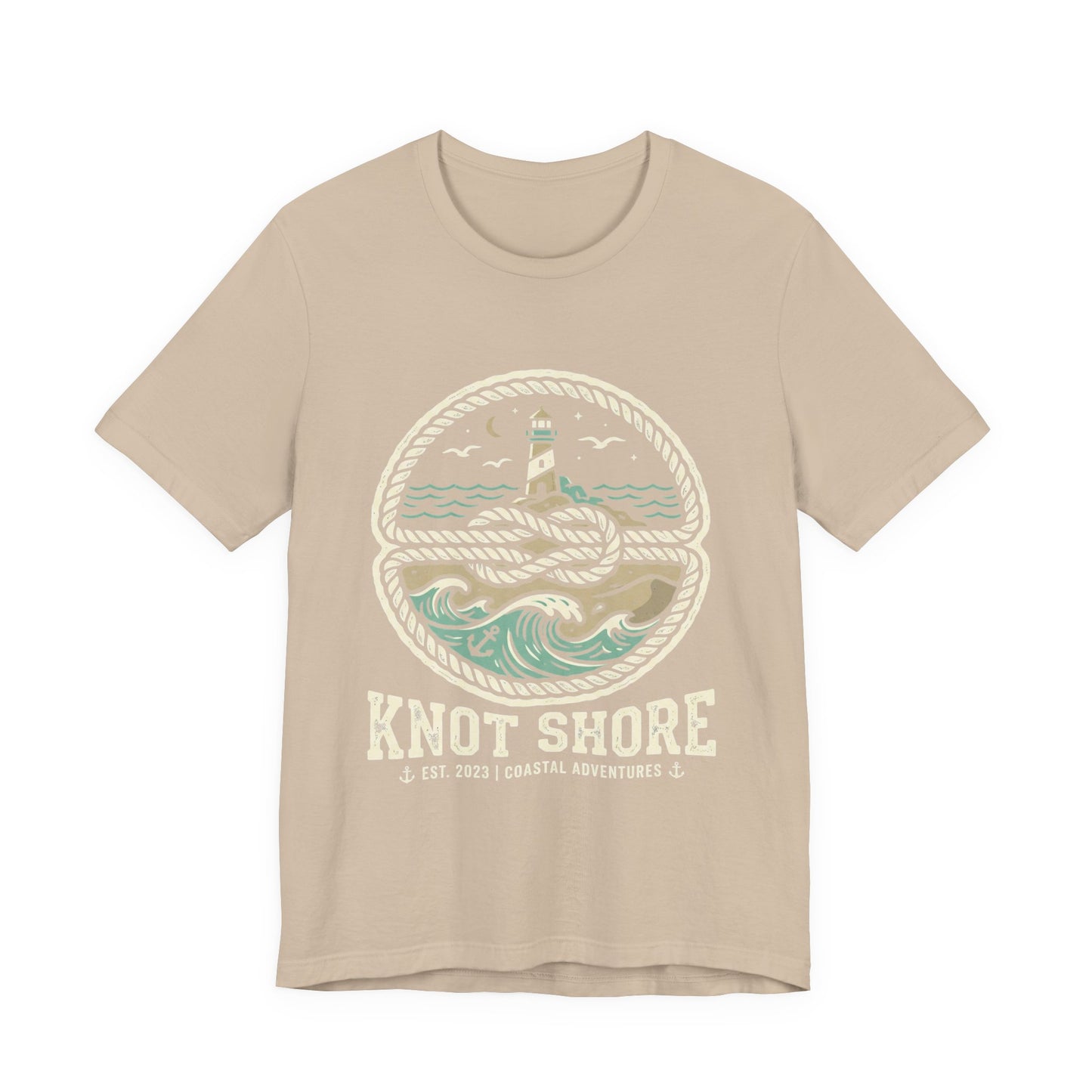 Knot Shore lighthouse rope waves T-Shirt | Coastal graphic tee