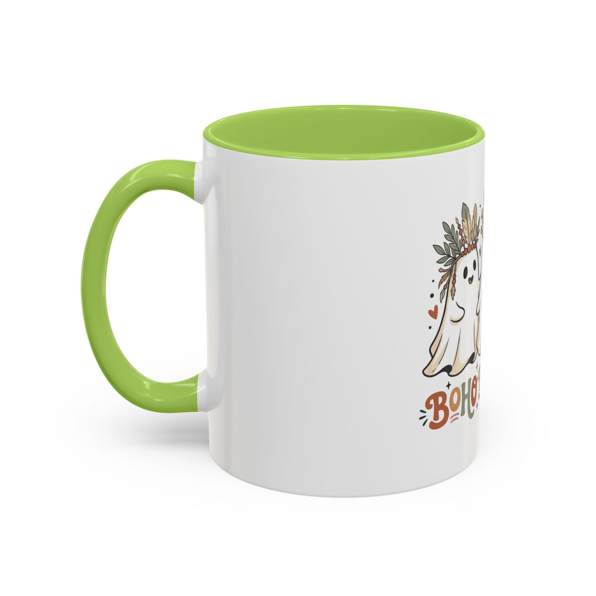 Boho Boo Crew Coffee Mug — Cute Halloween Ghosts with Feather Crowns (11/15oz)