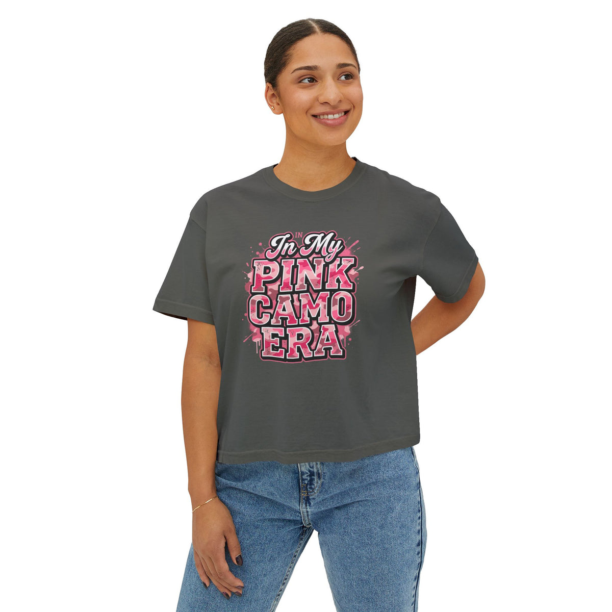Pink Camo Tee — "In My Pink Camo Era" Women's Boxy Shirt