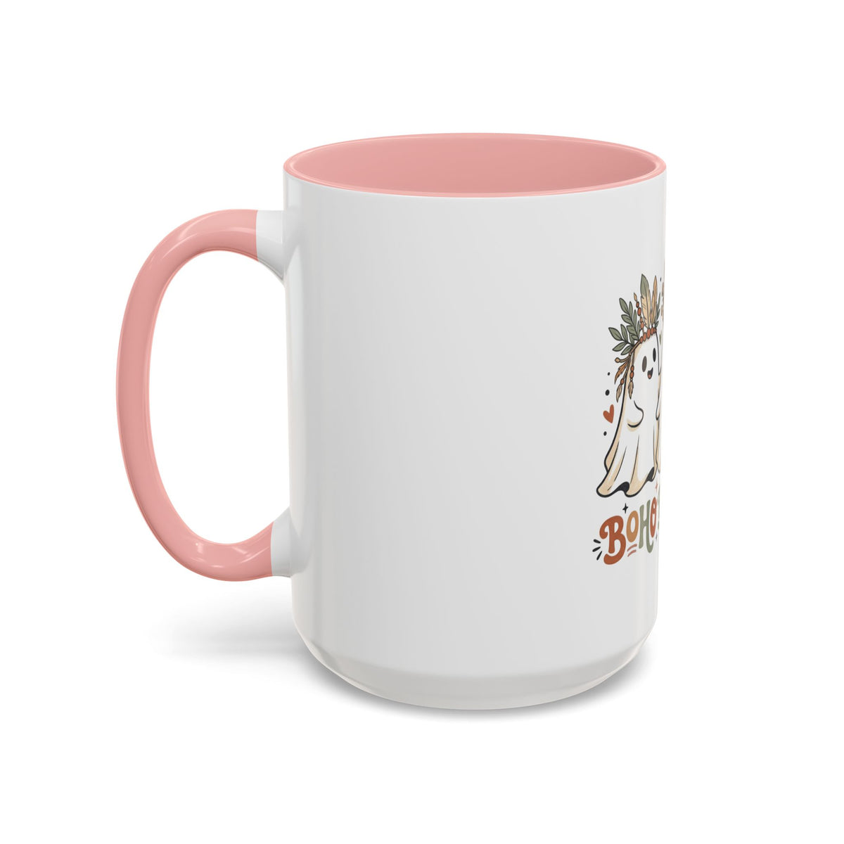 Boho Boo Crew Coffee Mug — Cute Halloween Ghosts with Feather Crowns (11/15oz)