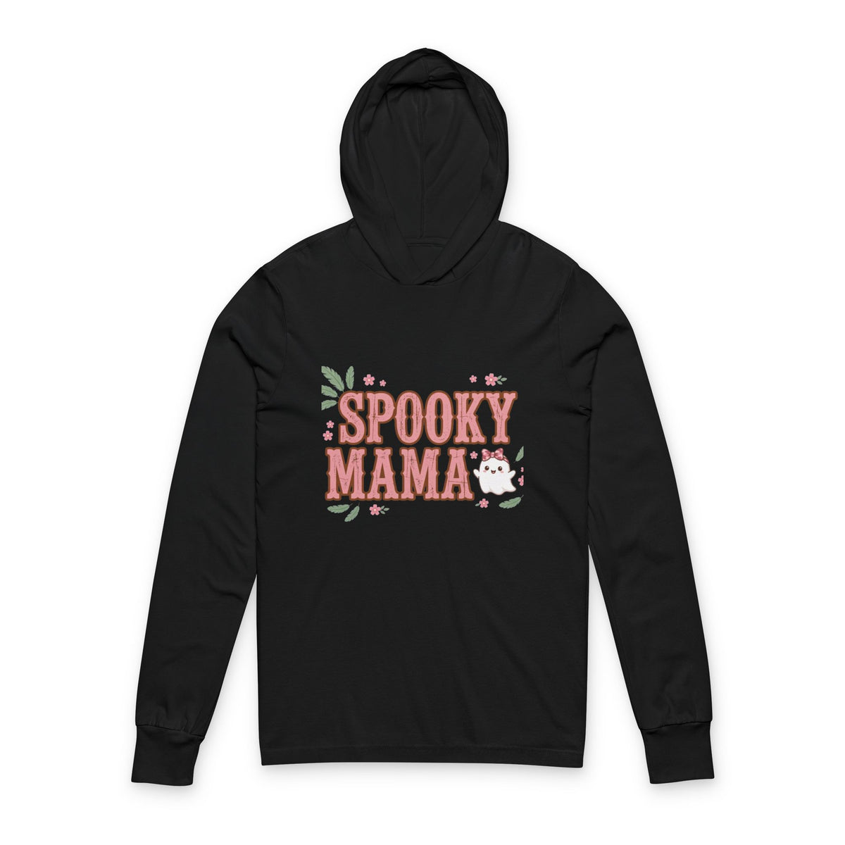 Hooded Long Sleeve Tee - "Spooky Mama" Cute Halloween Mom Graphic