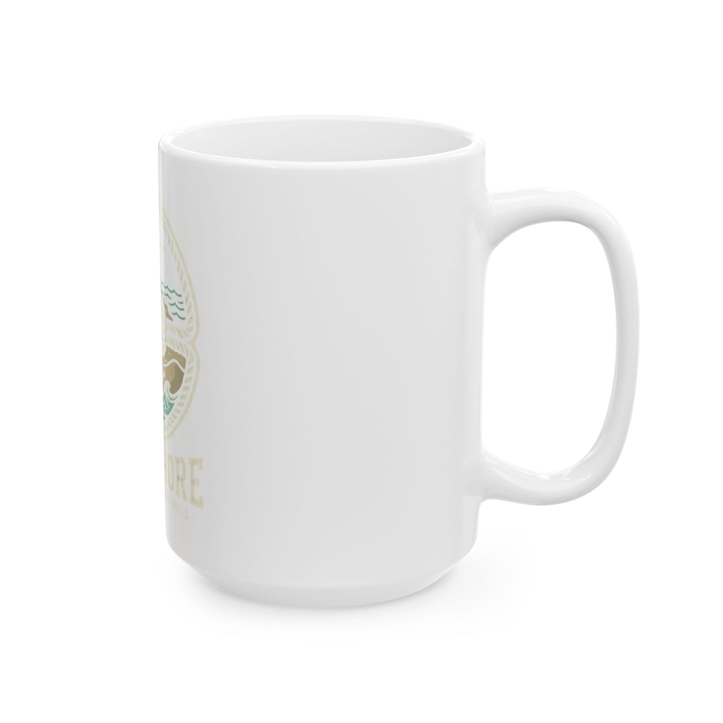 Nautical 'Knot Shore' Ceramic Mug — Lighthouse Ocean Waves Coffee Cup (11oz/15oz)