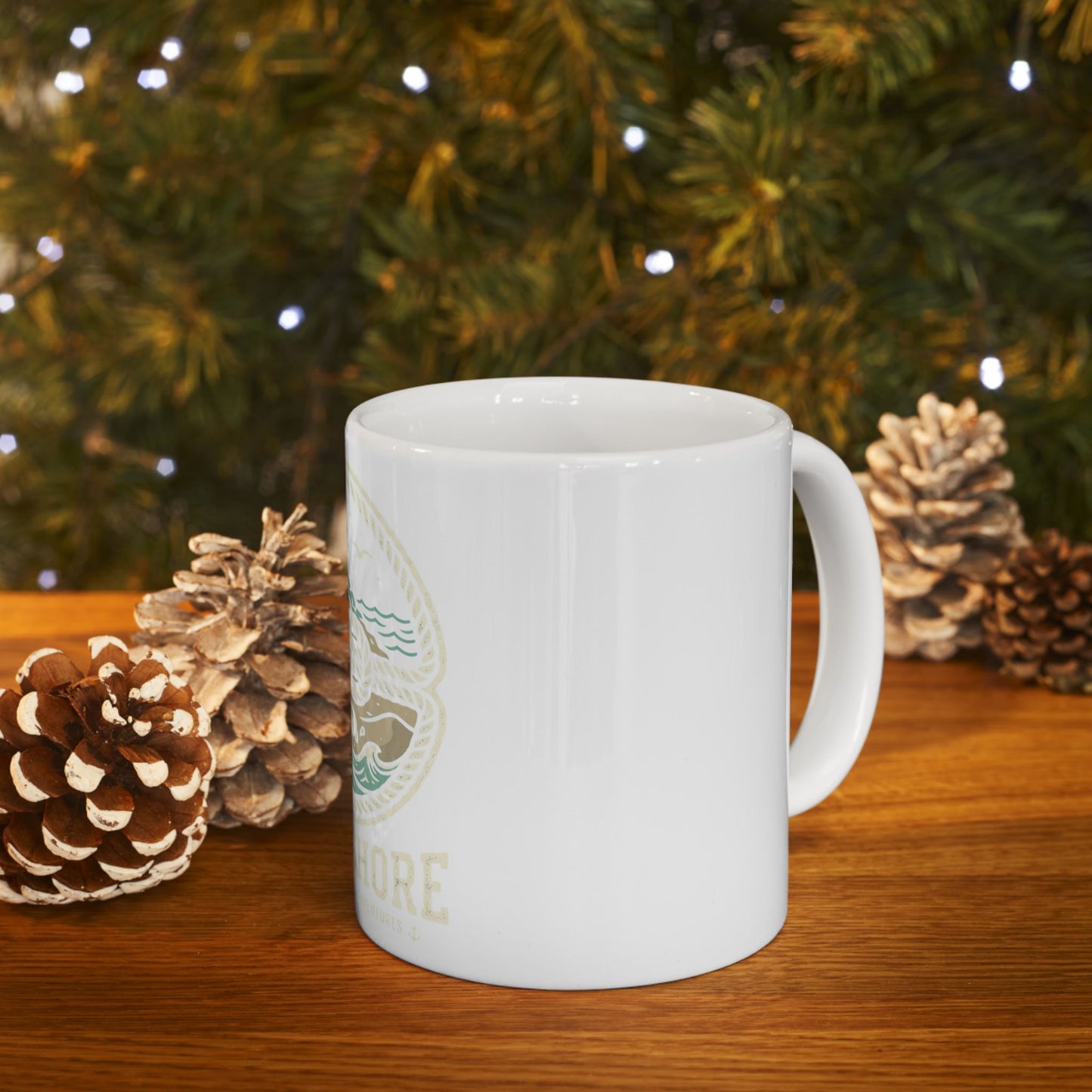 Nautical 'Knot Shore' Ceramic Mug — Lighthouse Ocean Waves Coffee Cup (11oz/15oz)