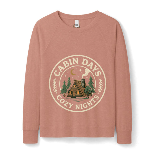 Cabin Days Cozy Nights Long Sleeve Crewneck — Women's Cabin Life Pullover