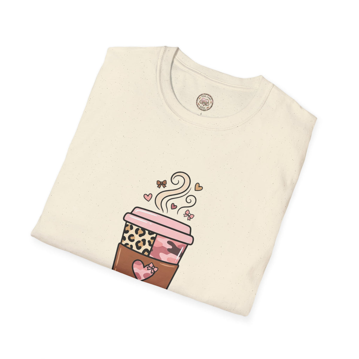 Fueled by Coffee & Camo T-Shirt — Cute Leopard Travel Coffee Cup Tee