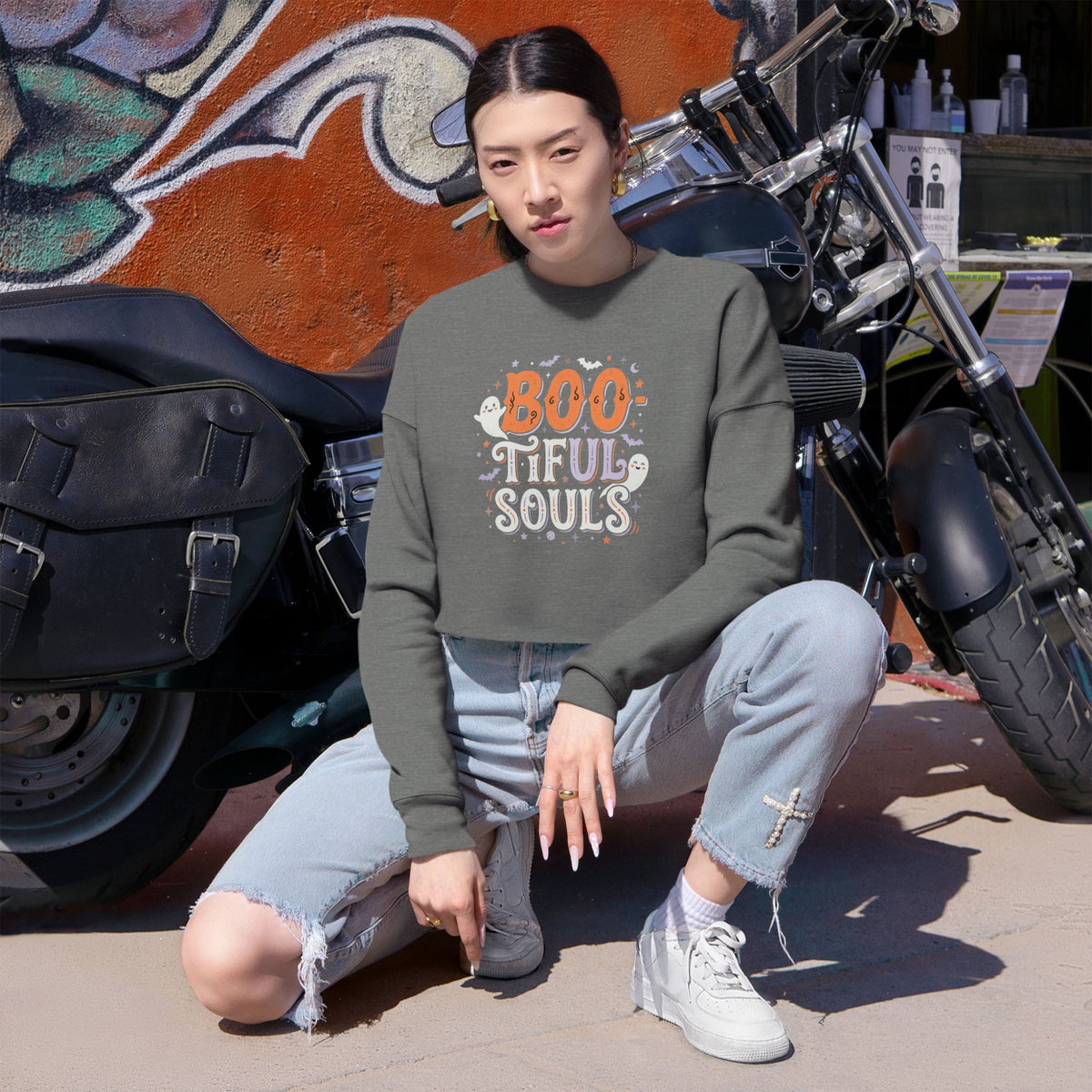 Boo tiful Souls Sweatshirt | Cropped Halloween Pullover