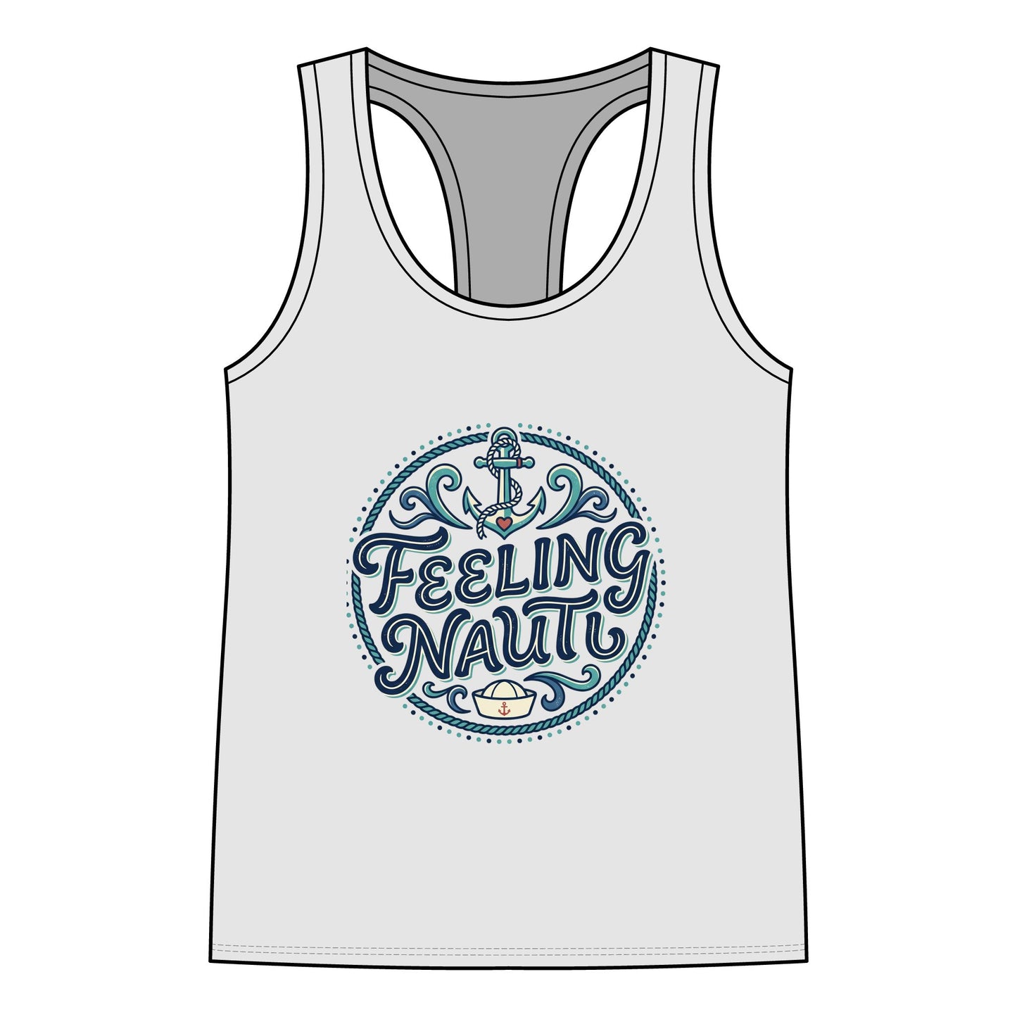 Feeling Nauty Racerback Tank - Women's Nautical Anchor Beach Tank Top
