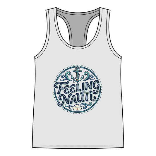 Feeling Nauty Racerback Tank - Women's Nautical Anchor Beach Tank Top